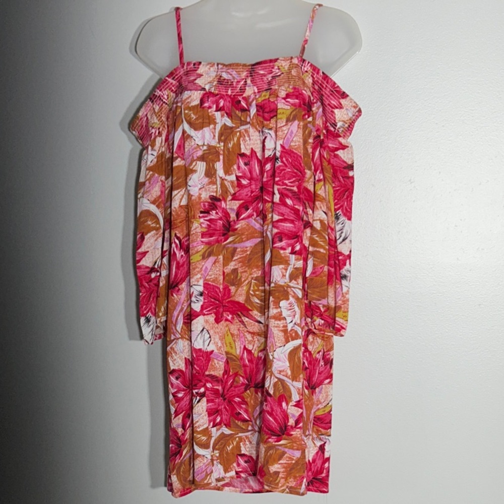 Vibrant Pink and Orange Floral Dress